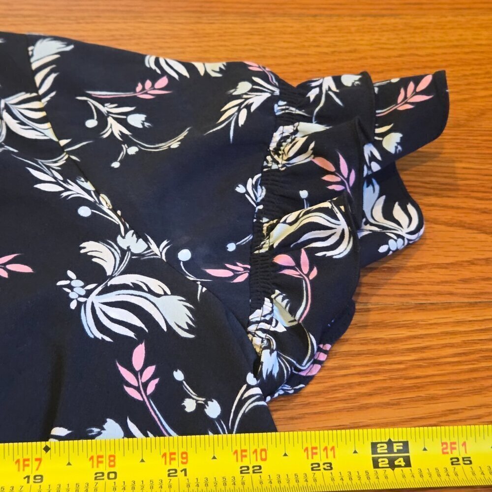 Lane Bryant Women's Pullover Top Ruffled Sleeves Blue Floral Rose Plus Size 18 - Picture 6 of 11